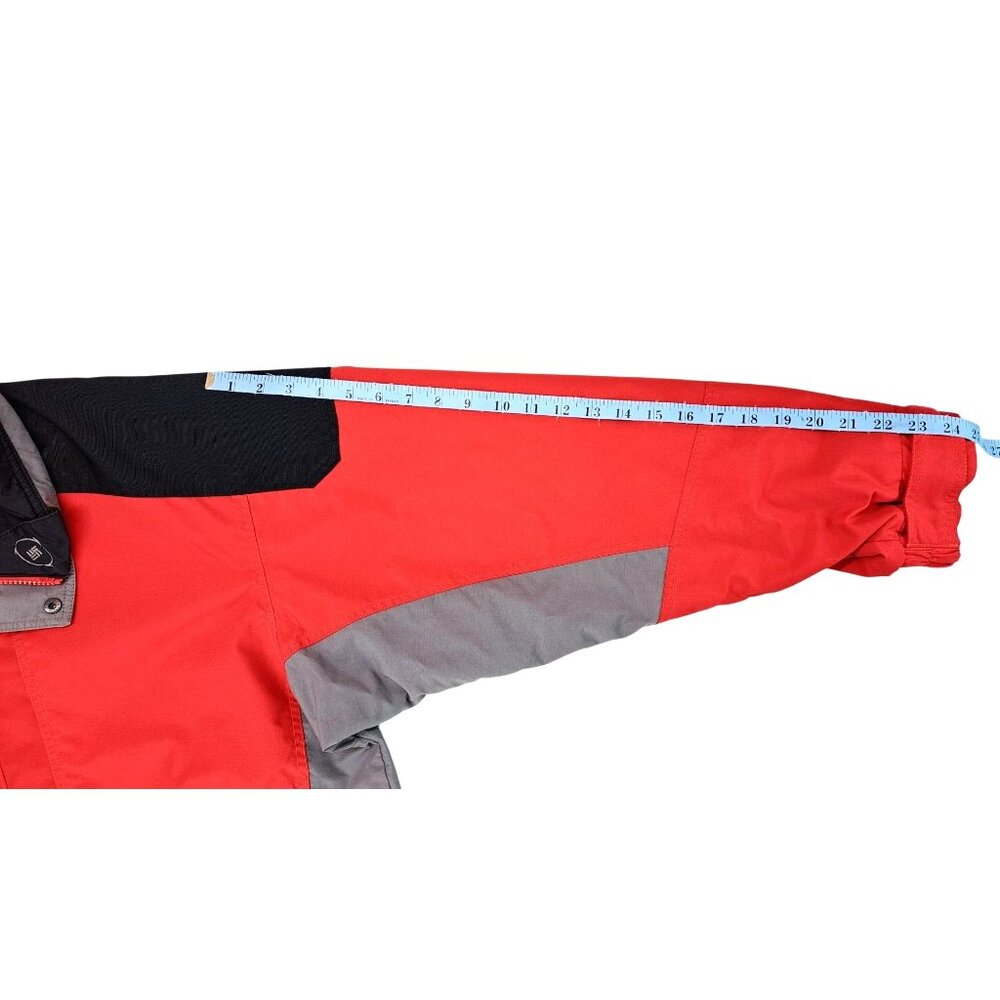 Vintage Columbia Men XL Red Black Gray Jacket Zip Snap Toggle Hem Windbreaker - Picture 10 of 13